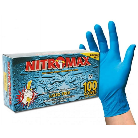 NITROMAX Tex-Grip Powder Free Blue Nitrile Gloves - Small, 100/Box