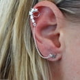 thumbnail image 2 of Sterling Silver Stars Ear Climber and Star Stud Earring with Connecting Chain for Right Ear Only, 2 of 4