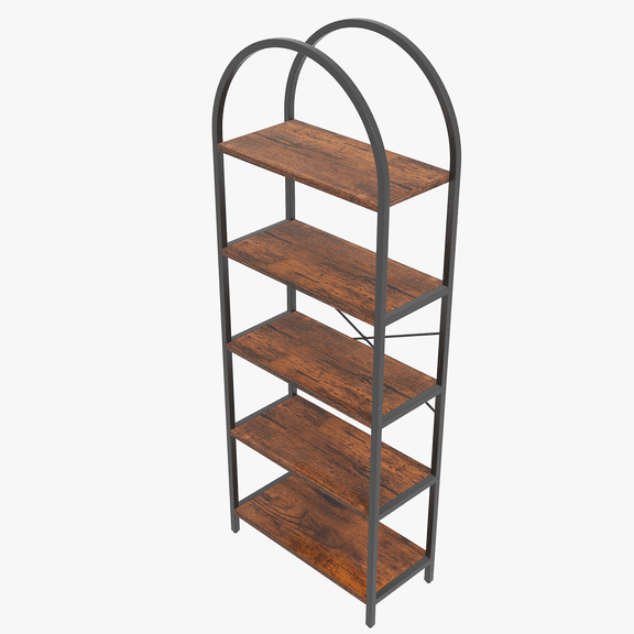 Bookcase, 70.8-Inch Tall 5-Tier Farmhouse Storage Shelf with Metal Frame and Wood Shelves, Industrial Display Rack for Bedroom, Living Room and Home Office