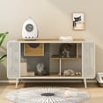 thumbnail image 2 of Glavbiku 55 " Spacious Metal Cat House with Tempered Glass for Living Room,White, 2 of 9