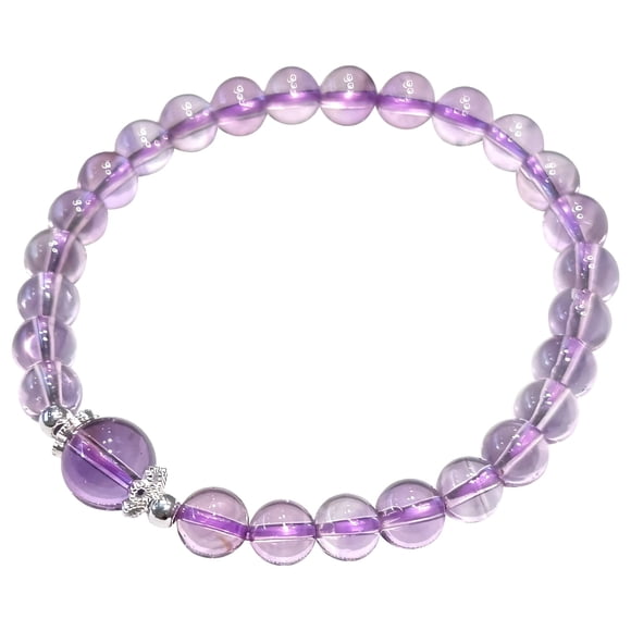 Natural Amethyst Crystal Bracelet, Healing Gemstone Stretch Bracelet for Women, Purple Crystal Good Luck Jewelry Present for Success & Love (6.3 inches)