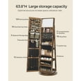 thumbnail image 7 of 360° Swivel Jewelry Cabinet with Full Length Mirror Modern Adult Accessory Armoire, Rustic Brown, 7 of 7