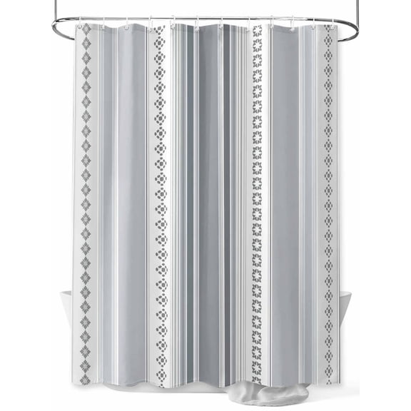 Fsddascl Grey Striped Shower Curtain Set - 54" x 78" Washable Bathtub Curtain with 12 Hooks, Modern Geometric Abstract Art Contemporary Waterproof Fabric Stall Shower Curtains for Bathroom/Bathtub