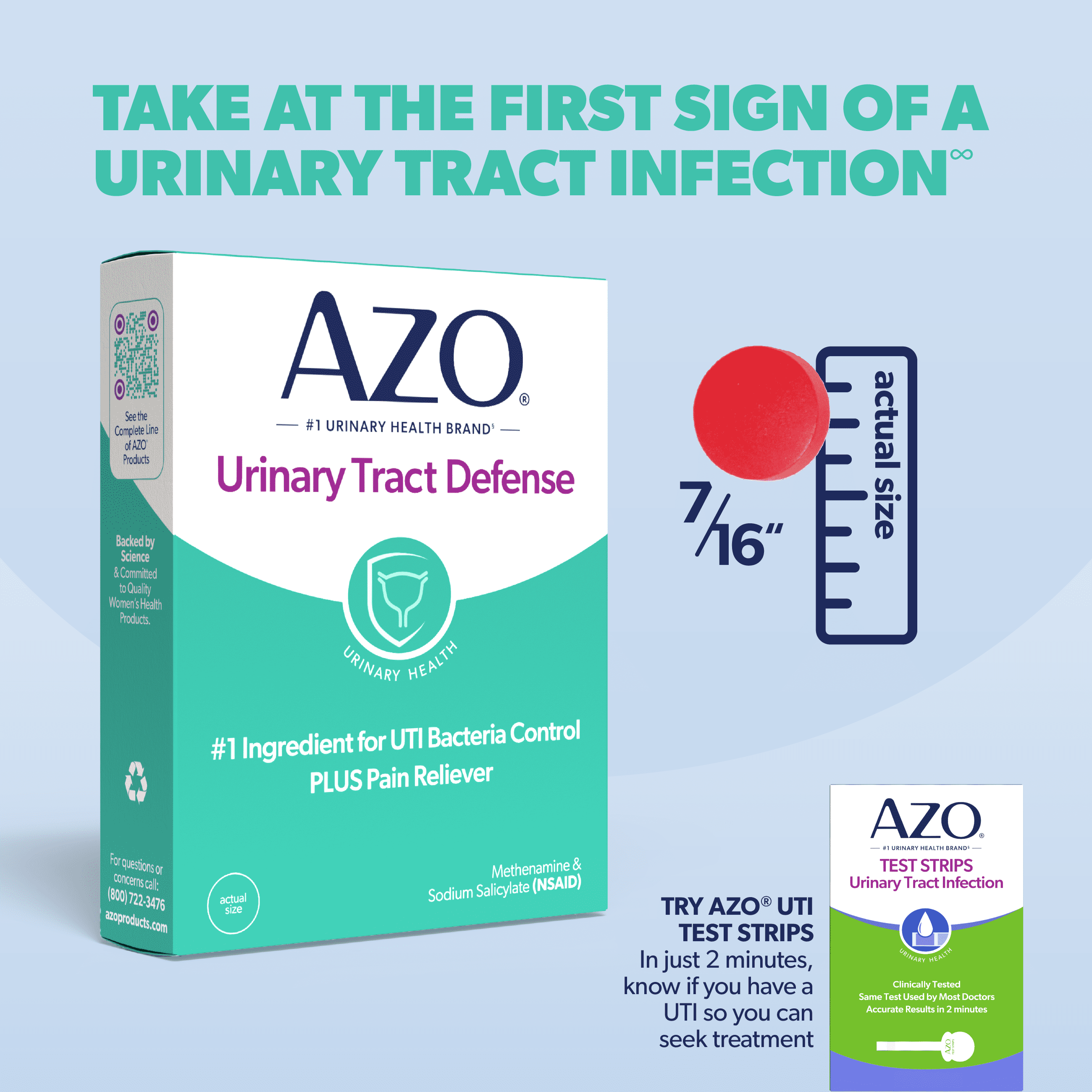 (3 pack) AZO Urinary Tract Defense Tablets, Antibacterial Protection & Pain Relief for UTI Infection Control, FSA/HSA Eligible, 24 Count