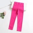 thumbnail image 4 of CPNG Girls Summer Thin Leggings Pants Solid Color Full Length Basic Leggings Stretchy Legging Footless Tight Pants(Hot Pink,8-9 Years), 4 of 6