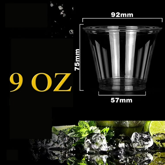 Clear Plastic Cups - 9 Ounce | Disposable Cups | Plastic Wine Cups | Plastic Cocktail Glasses | Plastic Drinking Cups | Plastic Party Punch Cups | Party Cups | Wedding