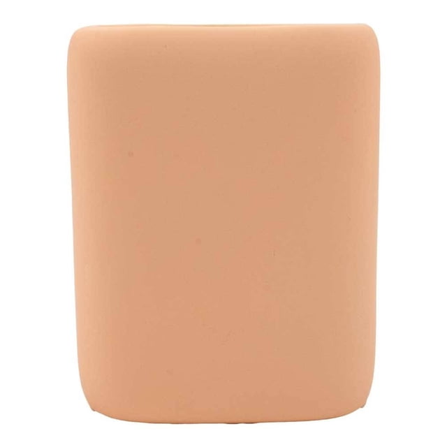 Portacepillos Hotel Style 5 x 10 cm liso rosa, organizador compacto de cerámica con acabado liso en color rosa. Su diseño facilita la limpieza y optimiza espacio en lavabos o repisas, ideal para baños residenciales. También es adecuado para guardar pequeños accesorios de cuidado personal.