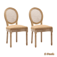 thumbnail image 2 of Hassch French Style Dining Chairs, 2 Piece Farmhouse Accent Side Chairs with Linen Upholstered Seat, Natural Rattan Oval Back and Sturdy Solid Wood Frame (Tan), 2 of 9