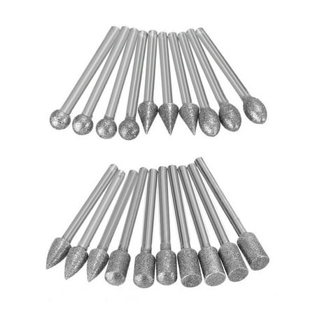 

20Pcs 3mm Shank Diamond Burr Bit Cut Engraving Carving Rotary Drill Bits New