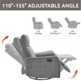 thumbnail image 3 of PAPROOS Rocker Recliner with Heat and Massage, 360°Swivel Rocker Recliner Chair, Small Rocking Recliner for Small Spaces, Home Theater Recliner with 2 Side Pockets, Nursery Glider Chair, Gray, 3 of 11
