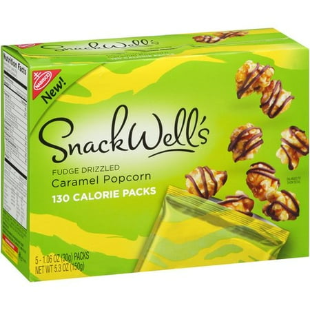 Nabisco SnackWell's Fudge Drizzled Caramel Popcorn, 1.06 oz, 5 count