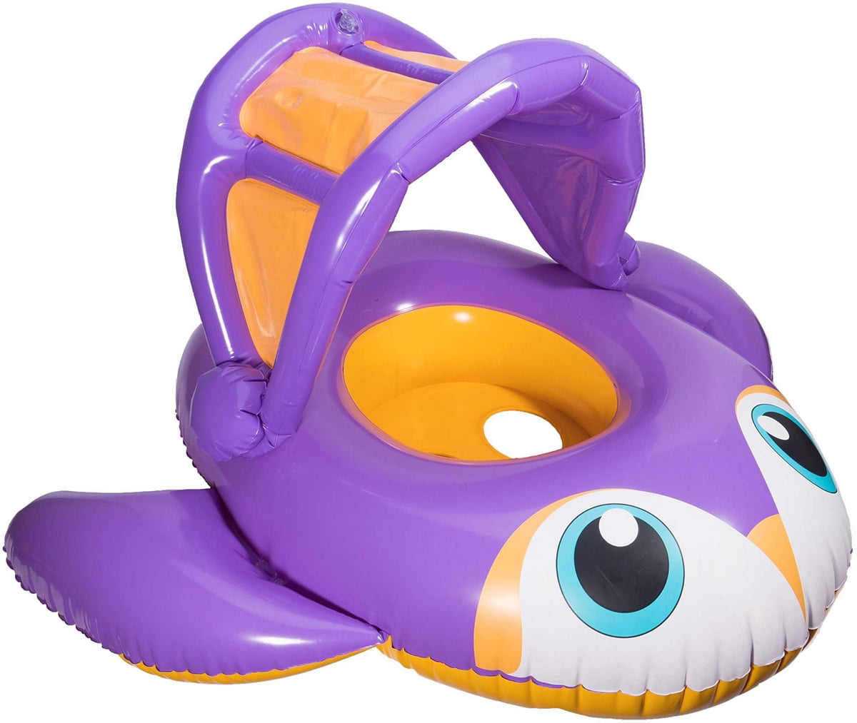 SwimWays Sun Canopy Inflatable Floaty Baby Boat Penguin With Bright, Engaging Colors and