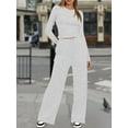 thumbnail image 4 of Women'S 2 Piece Sets Fall Outfits Long Sleeve Wide Leg Tracksuits Casual Lounge Set Matching Sets Light Grey M, 4 of 7