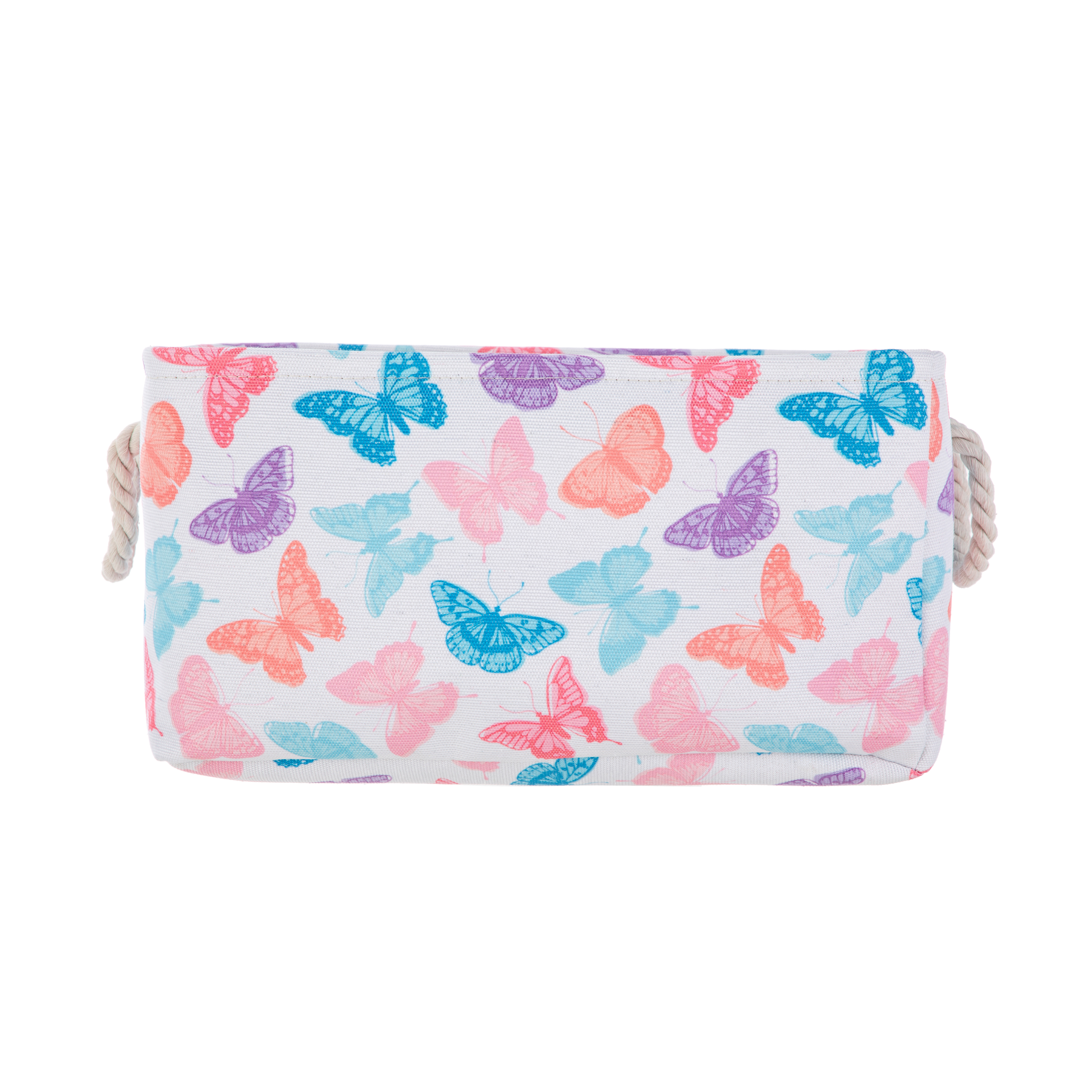 Your Zone Kids Butterfly Canvas Storage Basket with Handles, 15 in x 11 in x 7.8 in