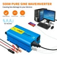 thumbnail image 3 of LVYUAN 500 Watts 1200 Watts Pure Sine Wave Power Inverter DC 12V to AC 110V 120V Car Battery Converter Charger Adapter 2USB 2AC for Laptops, RVs, Trucks, 3 of 9