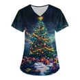 thumbnail image 4 of Garbnen Christmas Scrub Top Funny Xmas Printed V Neck Short Sleeve Fall Women Scrubs Top Nurses Working Uniforms with Pocket S-5XL, 4 of 5