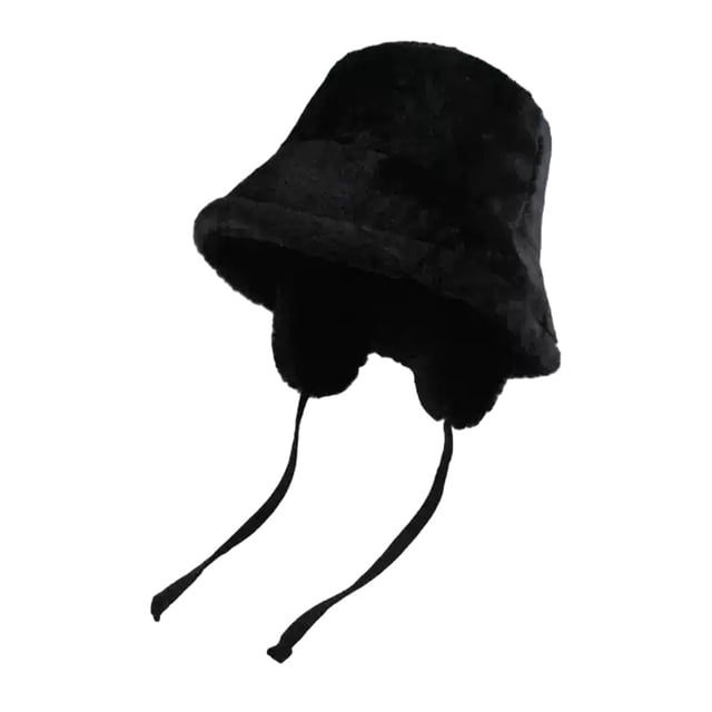 Sonducket Sombrero suave y cómodo del cubo de la piel sintética para los sombreros del sombrero del cubo de la protección del oído de las Sombreros negro