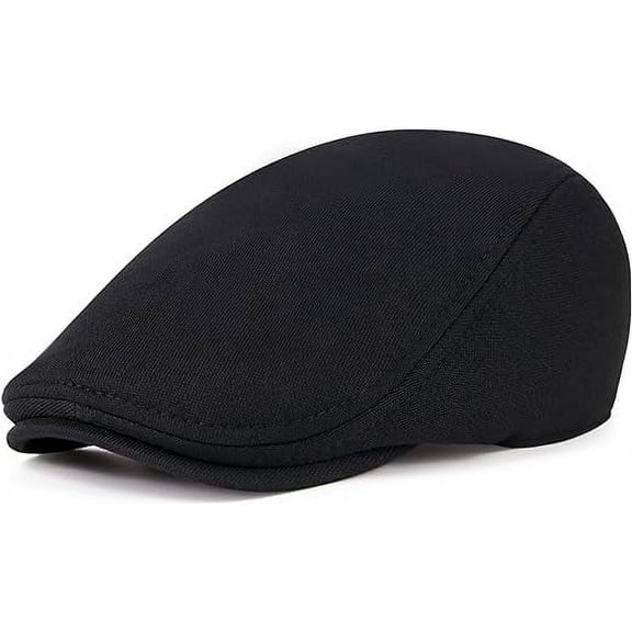 ZHUYING Flat Ivy Gatsby Newsboy Driving Elastic Male Hat, Cotton, Black