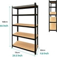 thumbnail image 3 of Bowoshen 5 Level 29.5"W x 11.8"D x 66.9"H Black Shelving Unit,Storage Utility Rack Heavy Duty Metal Shelf Display Rack With 5MM Thickness MDP Boards, 3 of 5