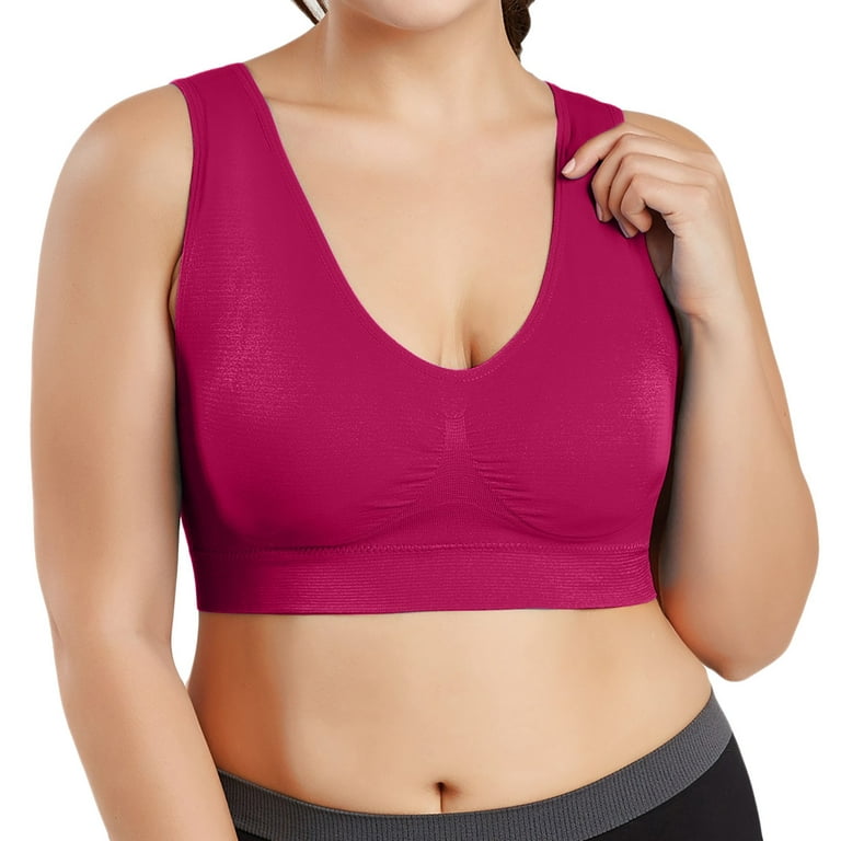 Eashery Sport Bras for Women Vest Breathable Sport Bra Hot Pink L 