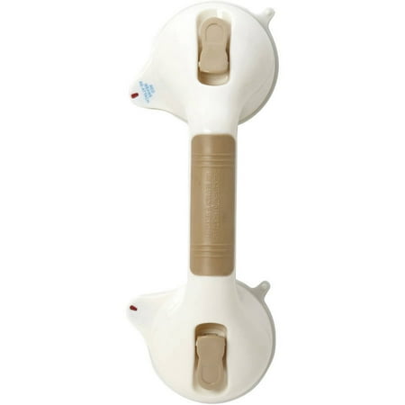 HealthSmart Suction Cup Grab Bars for Bathroom with Antimicrobial, Handicap Grab Bars for Bathtubs and Showers, Shower Handle Balance Bar, Safety Bars for Showers and Walls, Beige, 12"