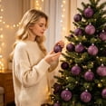 thumbnail image 4 of Kbndieu 12PCS Purple Christmas Balls Christmas Tree Decorations Ornaments, 3.14" Xmas Hanging Ornament Ball, Shatterproof Xmas Bulbs for Holiday Party Wreath Garlands Trees, 4 of 6