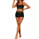 thumbnail image 2 of Conjuntos de bikini de color contrastante para mujer de 2 piezas, traje de baño de cintura alta con escote redondo, grande, negro, 2 of 5