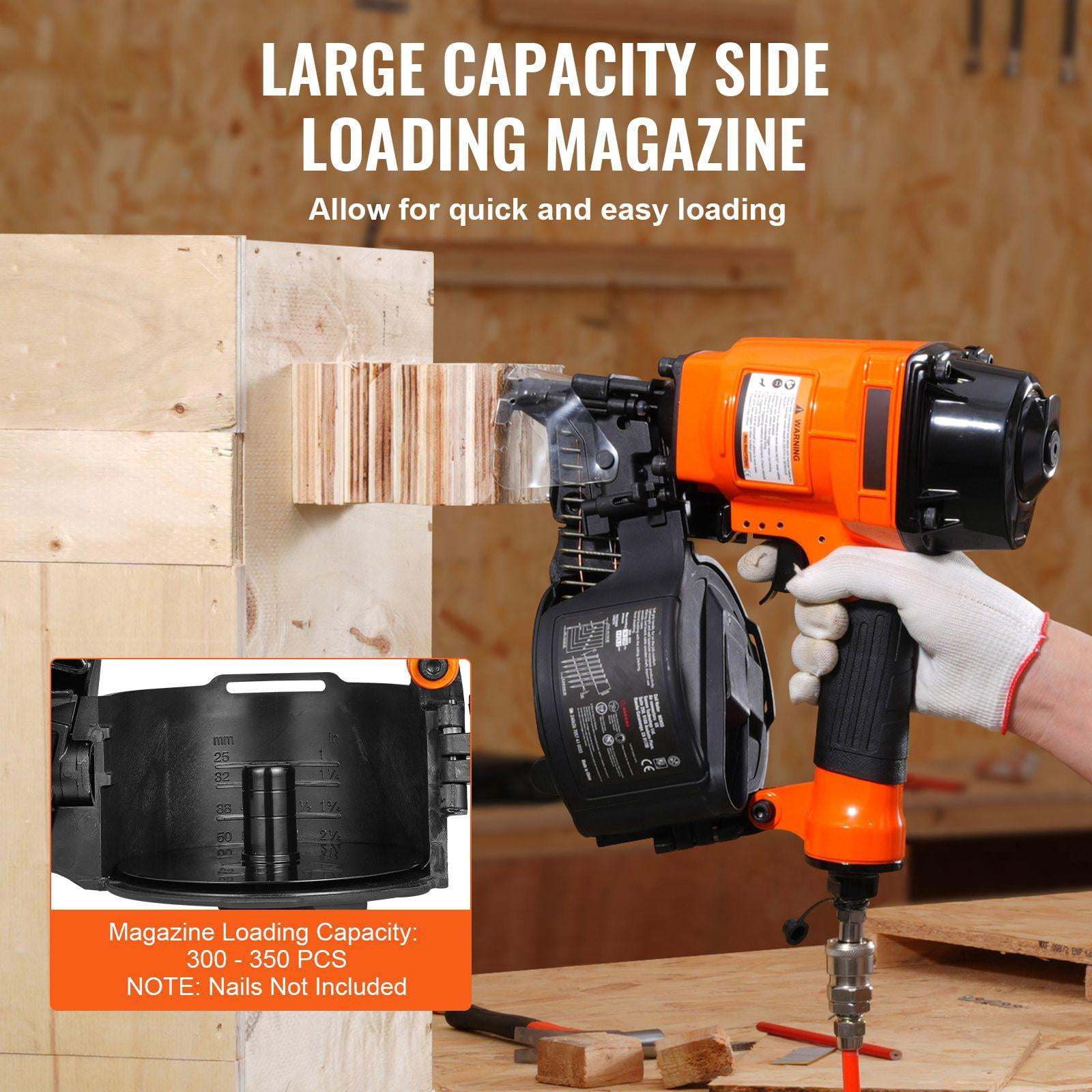 MCN55 Pneumatic Coil Nail Gun 1 to 2.25 Inch 70 120 PSI for Exterior Wall Panels Pallet Cladding Fences Patios