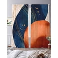 thumbnail image 3 of Sheer Curtains 84 Inches Long, Navy Blue Burnt Orange Light Filtering Window Curtains for Living Room, Boho Artwork Geometric Modern Rod Pocket Voile Sheer Curtain Drapes, 52"W x 84"L, 2 Panels, 3 of 8