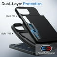 thumbnail image 6 of JETech Wallet Case for iPhone 13 6.1-Inch with Card Holder, Dual Layer Shockproof Protective Phone Cover, Sliding Hidden Slot (Black), 6 of 6