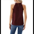 thumbnail image 4 of Tops de Lentejuelas con Cuello Halter para Mujer, Sin Mangas, Brillantes, Fruncidos, Fluidos y Brillantes, para Club, Fiestas. Vino Tinto L, 4 of 7
