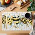 thumbnail image 2 of Bee Love Placemats Set of 6, Daisy Eucalyptus Leaves Rustic Gray Plaid Placemats for Dining Table, Place Mats for Kitchen Tabletop, Waterproof Wipeable Dining Table Mats Set, 2 of 9