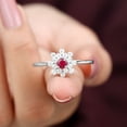 thumbnail image 5 of Rosec Jewels Lab Grown Ruby Flower Engagement Ring with Diamond - Nature Inspired Ring for Women - AAAA Grade Ruby Ring, 18K White Gold, US 4.50, 5 of 8