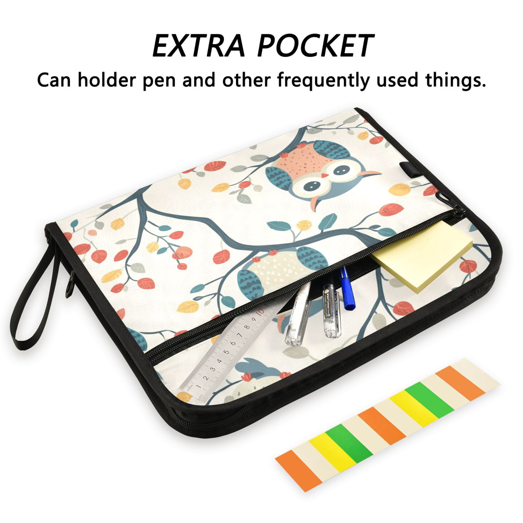 Organ Folder 14.2 x 0.8 x 10.6 Inches 13 Separate Pockets A4 Size Documents Folder A Sort Storage File Manager For The Home Office Colorful Cartoon Owl