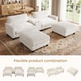 thumbnail image 4 of Ebello Oversized Modular Sofa Set, Loveseat with Ottomans & Center Console with Cup Holders – Corduroy Overstuffed Fabric Sofa Bed for Living Room,Easy Assembly(White), 4 of 9