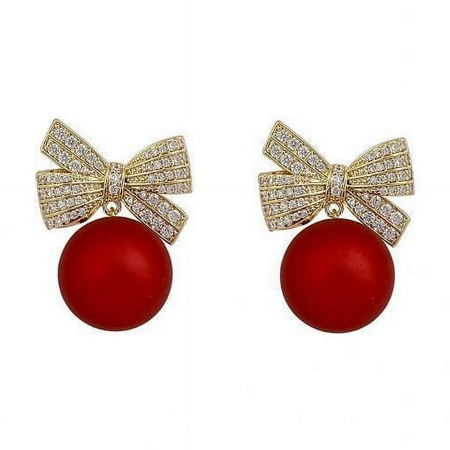 3x Joyería Del Pendiente Del Perno Prisionero de Material Perla Del Rojo Del Nudo Del de Las Mujeres, Artículo 3 piezas