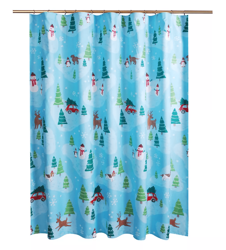Fabric Shower Curtain St Nicholas Square Oh What Fun 