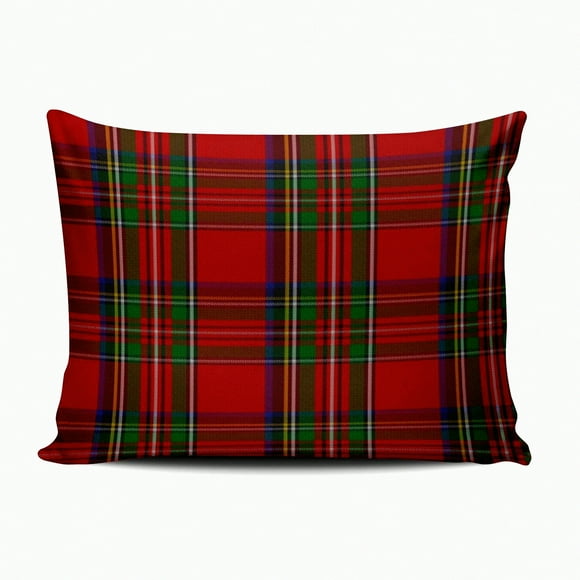 Taie d'Oreiller à Carreaux Tartan Rouge Royal - Housse de Coussin Queen 20x30 Pouces