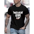 thumbnail image 1 of [Popular Choice] Stylish Casual Men's Letter Print T-shirt, Men's Comfy T-shirt, Crew Neck, Short Sleeves, Graphic Tee Men's Summer Outdoor Clothes, Men's Clothing, Tops For Men, Casual Sporty Tee, 1 of 7