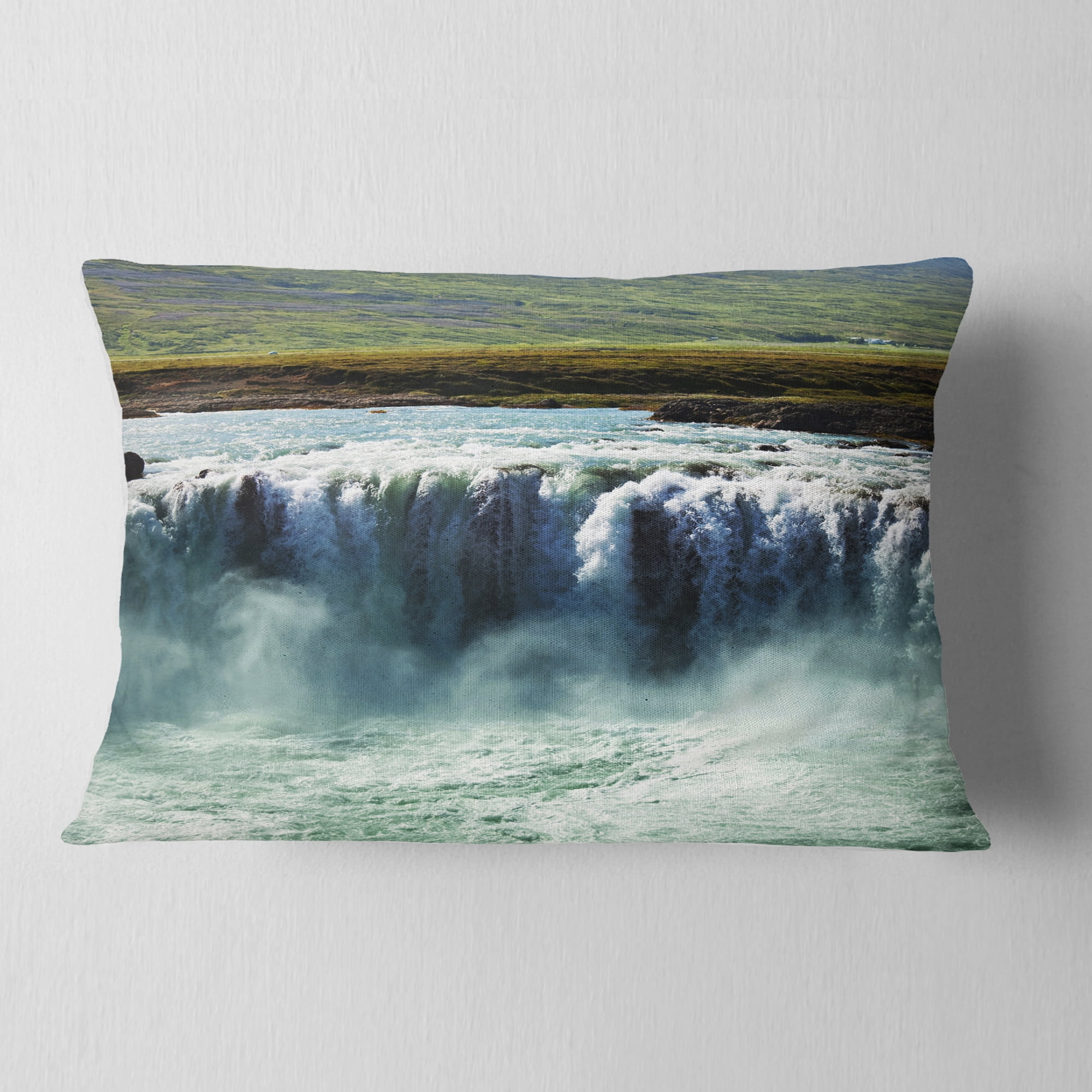 Designart 12" x 20" Green Polyester Throw Pillow