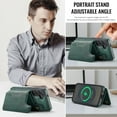 thumbnail image 5 of Designed for Samsung Galaxy S24+ Wallet Phone Case,Magnetic Detachable Flip Card Holder,Back Flip Kickstand,Compatible with Mag-Safe,2-in-1 PU Leather Heavy Duty Shockproof Phone Case,Green, 5 of 10
