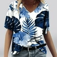 thumbnail image 2 of Lolmot T-shirt Ample Décontracté à Col en V à Manches Courtes pour Femmes avec Imprimé, 2 of 4