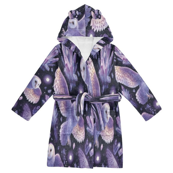 DIXRUYEE Bathrobes Belt Hooded Owl Magic Creative Pattern