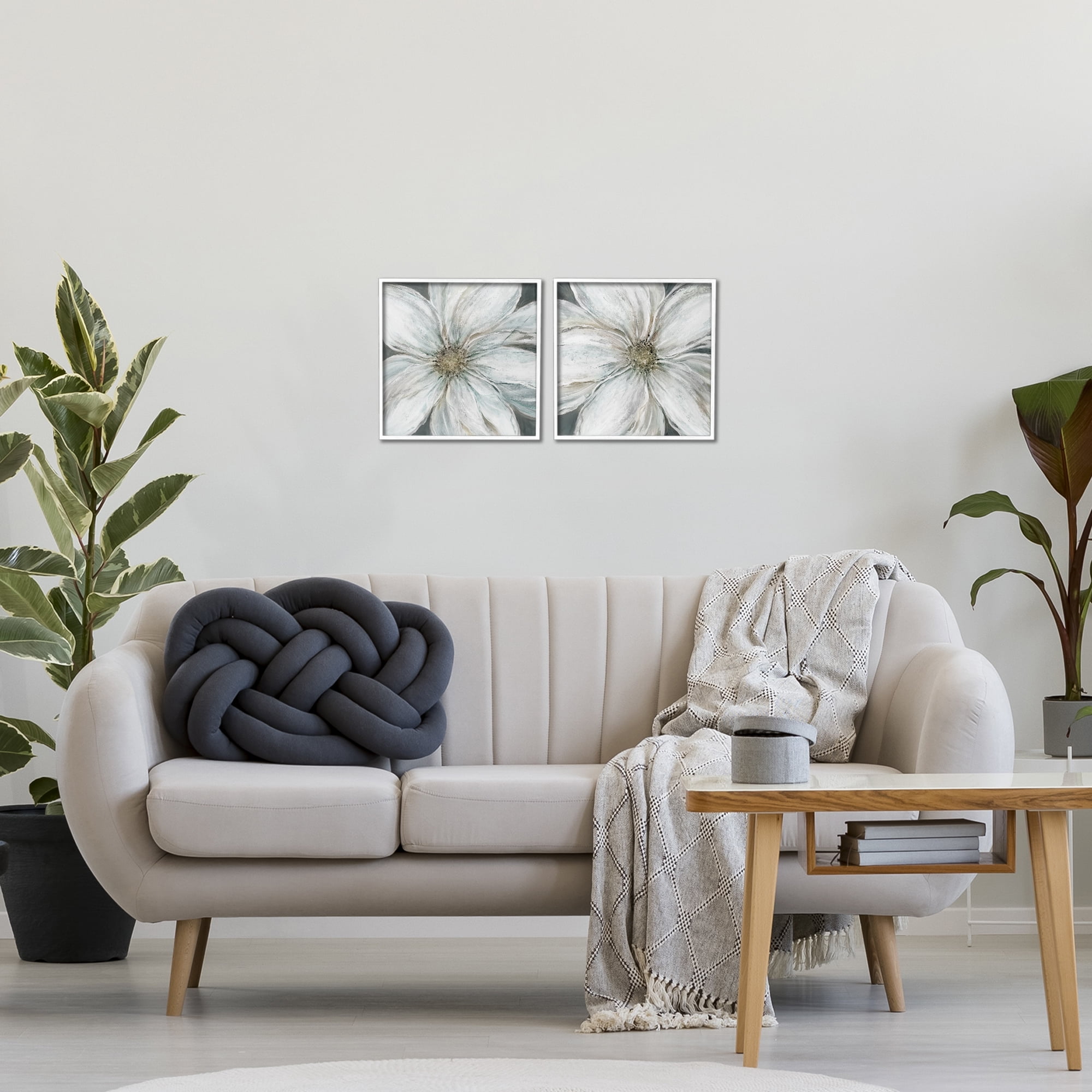 Stupell Industries Soft White Blossoms Closeup 2 Piece White Framed Giclee Art Set, design by Carol Robinson