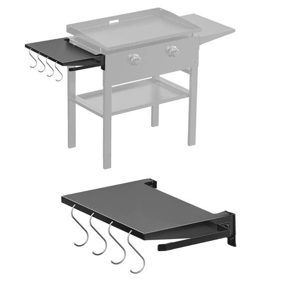 Foldable Griddle Side Shelf for Blackstone 28" Griddle, Griddle Accessories for Blackstone with Paper Towel Holder, 4 Hooks, Griddle Caddy Shelf for Blackstone Grill Accessories