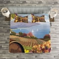 thumbnail image 3 of Ambesonne Winery Quilted Bedspread Set 3 Pcs, Cartoon Vineyard Grapes, Queen Size, Blue Yellow, 3 of 3
