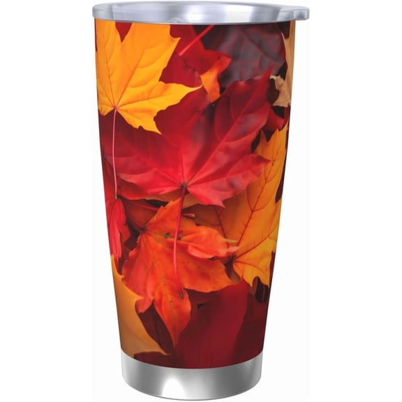 Autumn Fall Leaves Tumblers 20 oz Stainless Steel Tumbler Cup Without Accessories for Adult Women Men, Travel Coffee Mug for Office Birthday Anniversary Wedding Party