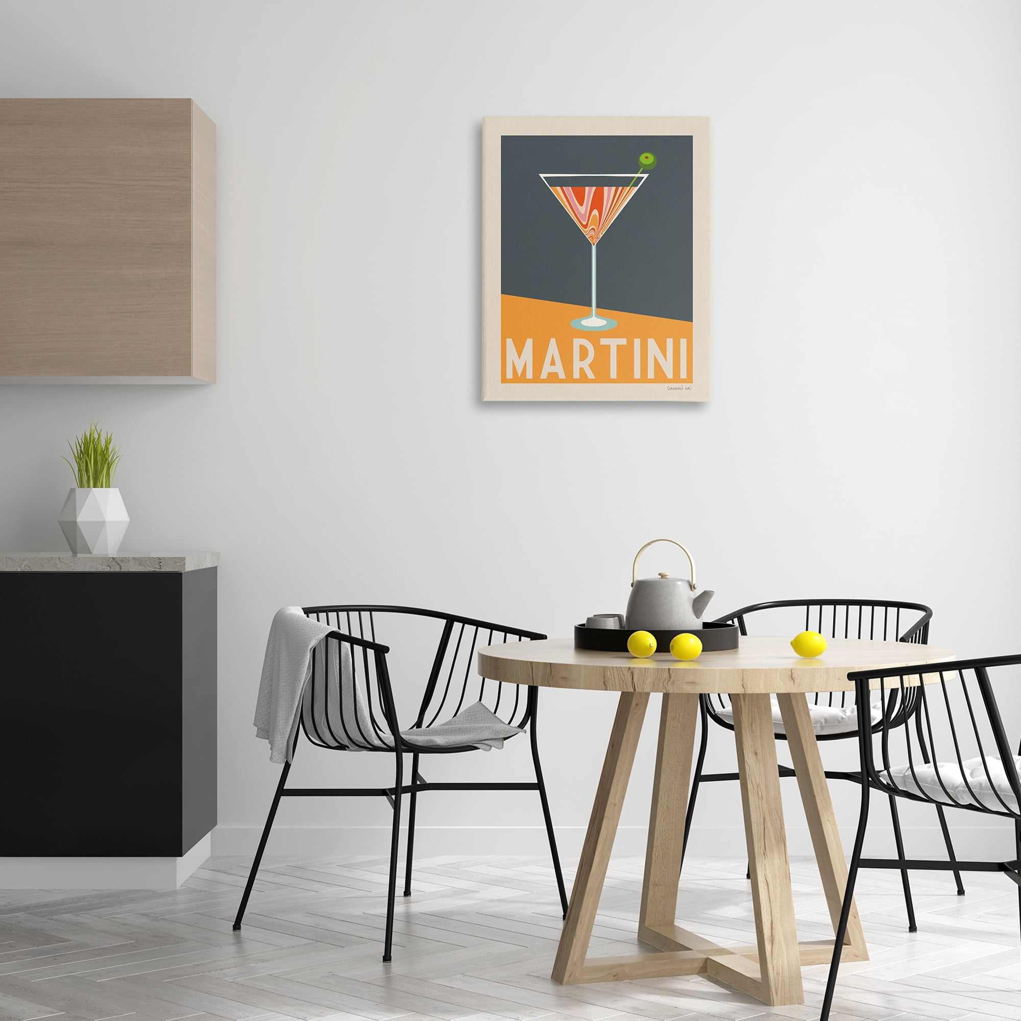 Stupell Industries Retro Swirled Martini Food & Beverage Painting Wrapped Canvas Art Print Wall Art, 24 x 30