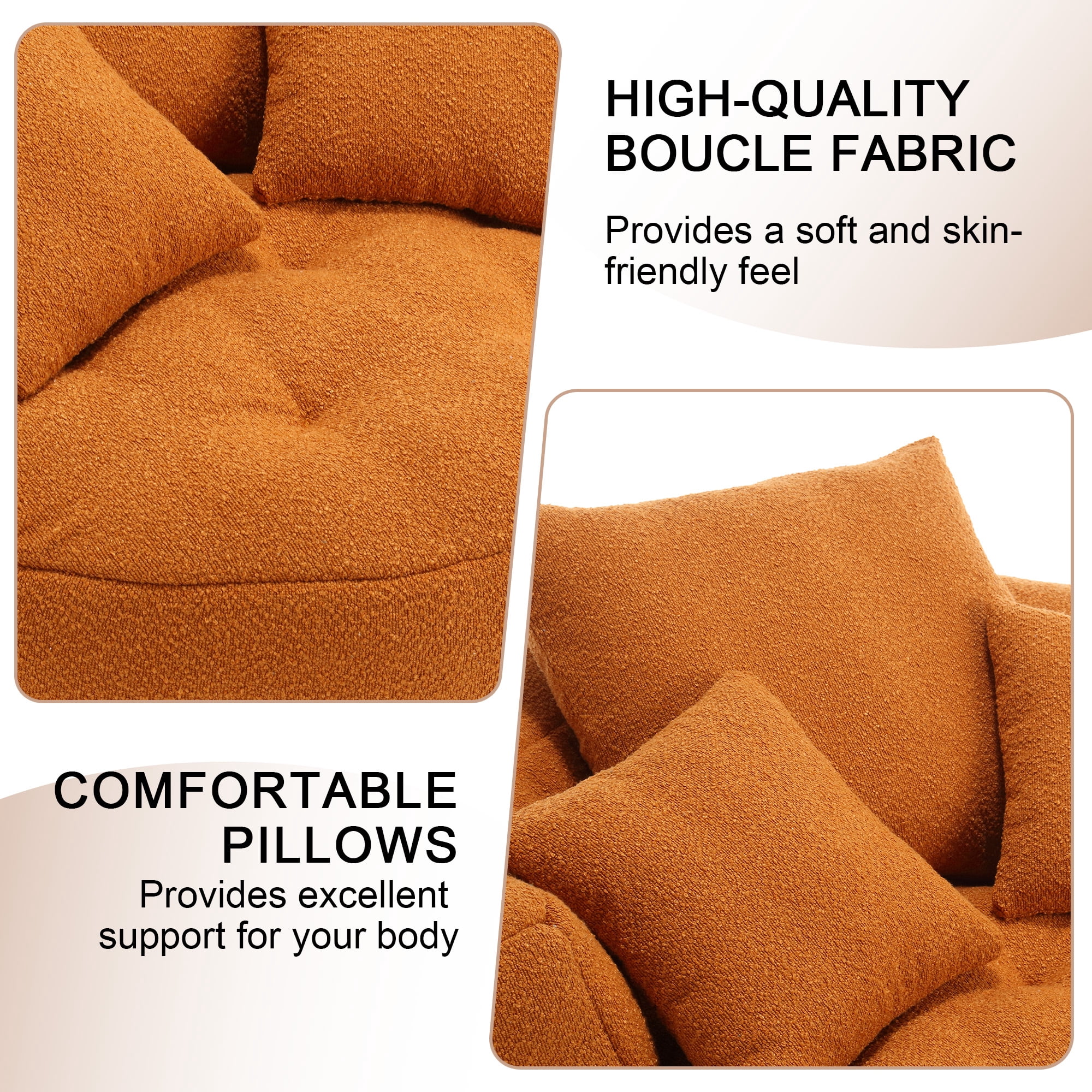 MOONMISS Orange Round Accent Chair with Tufted Seat