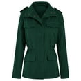 thumbnail image 3 of Fangasis Ladies Coat Solid Color Outwear Long Sleeve Military Jacket Women Casual Utility Jackets Streetwear Outdoor Dark Green M, 3 of 4